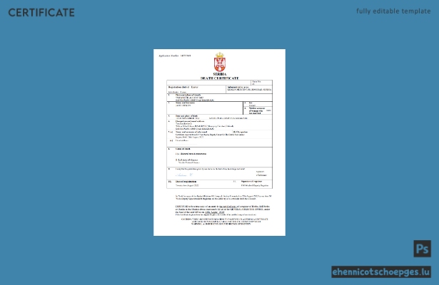 Serbien Sterbeurkunde – Beispielvorschau in Word und PDF